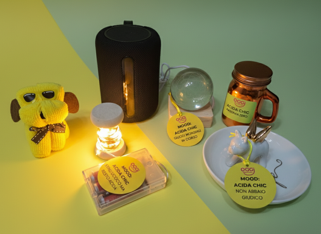 Box regalo mood ACIDA CHIC con speaker, portagioie e lampada