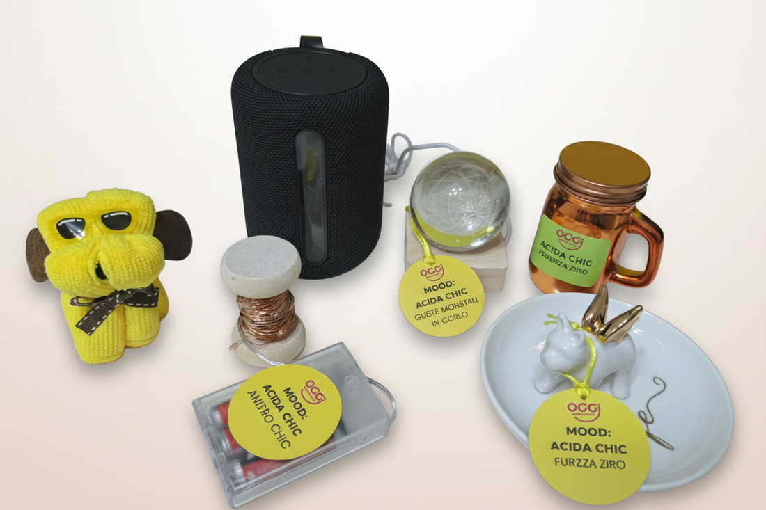 “Box regalo mood ACIDA CHIC con frasi divertenti candela lampada