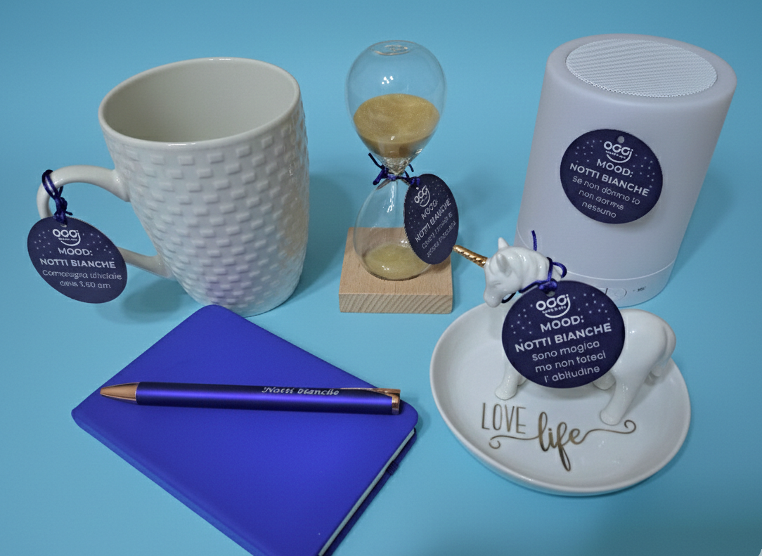 Box regalo mood NOTTI BIANCHE con tazza, clessidra e speaker
