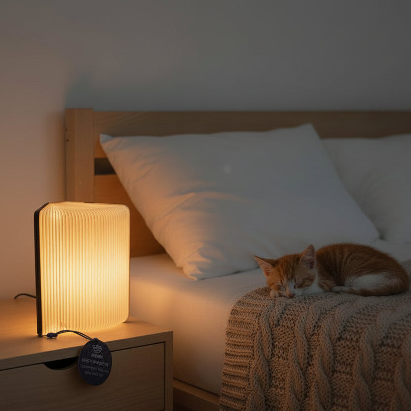 Lampada libro LED con tag mood Notti Bianche OggiComeMiGira regalo originale