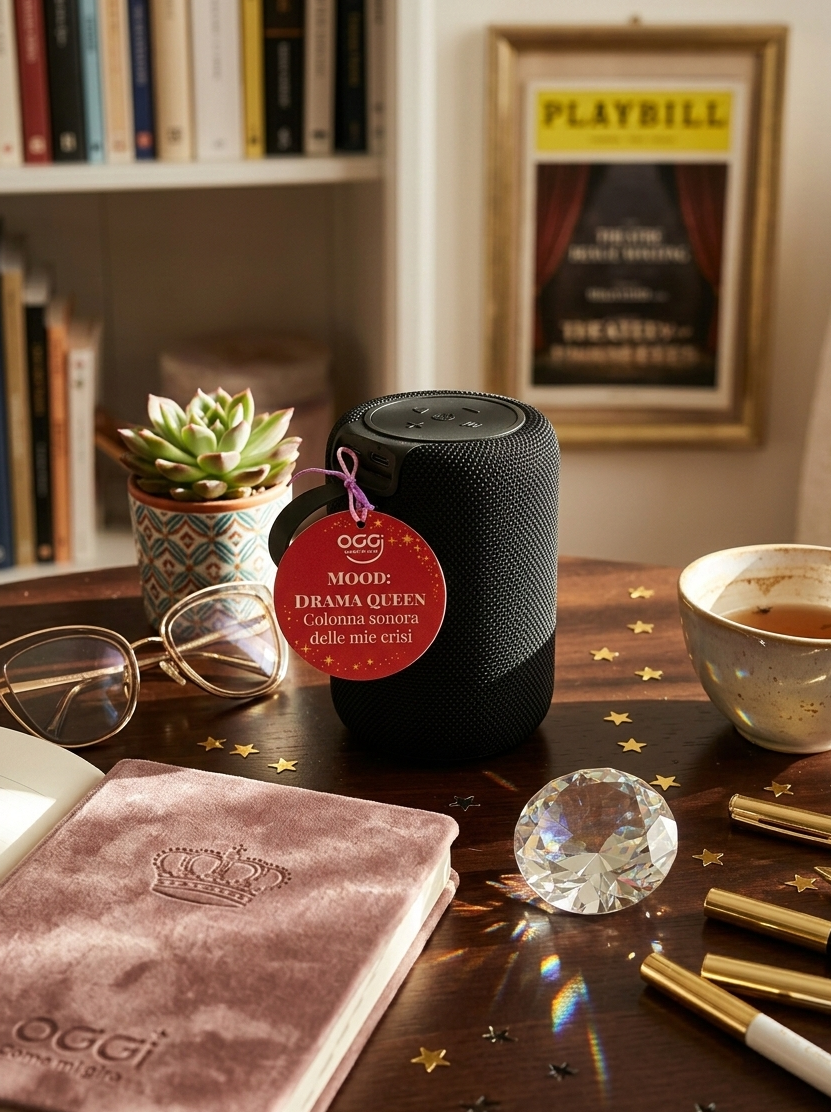 Speaker bluetooth con tag mood Drama Queen OggiComeMiGira accessorio regalo donna