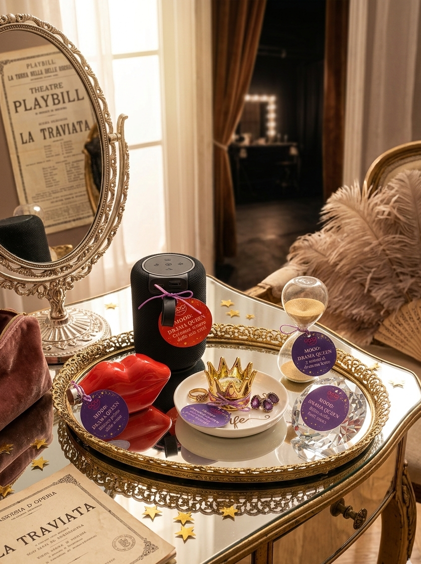 Set completo Mood Box Drama Queen OggiComeMiGira con tutti gli accessori regalo originale scenografico