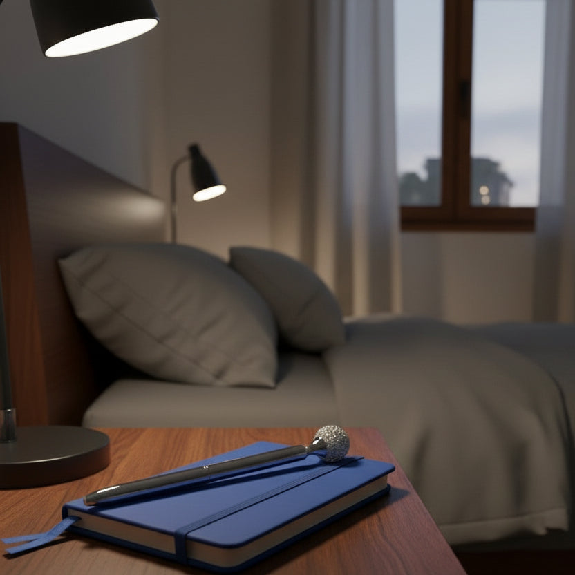 Set quaderno e penna con gioiello decorativo mood Notti Creative OggiComeMiGira box regalo