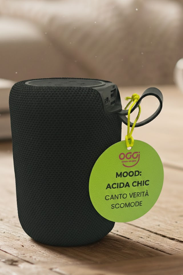 Speaker Bluetooth con frase ironica - Regalo originale Mood Box Acida Chic OggiComeMiGira